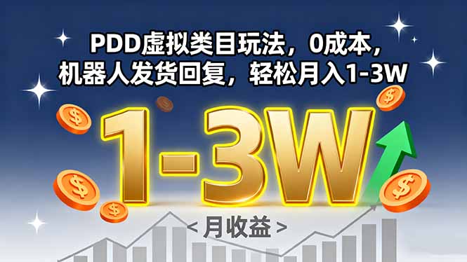 PDD虚拟类目躺赚攻略 机器人发货 月入万元轻松实现-九零创业网