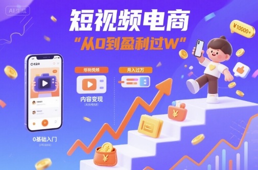 短视频电商逆袭 从零起步到月入过万 轻松变现-九零创业网