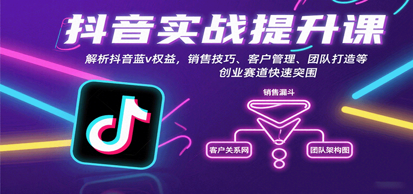 抖音蓝V实战攻略 蓝V权益解锁 销售制胜 团队崛起 创业赛道突围之道-九零创业网