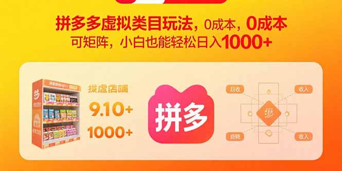 拼多多虚拟矩阵玩法 小白日赚千元的0成本秘籍
