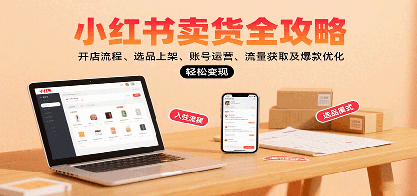 小红书电商全攻略 开店到爆款 轻松赚钱秘诀-九零创业网
