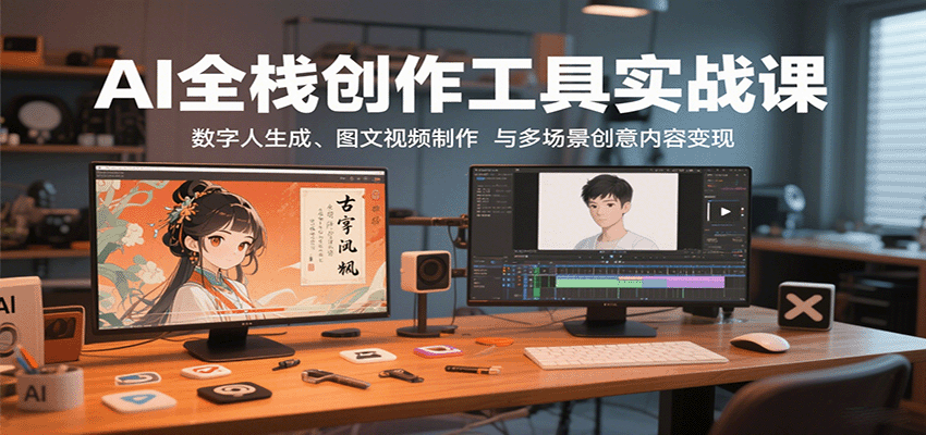 AI全栈创作课 数字人生成 图文视频变现秘籍-九零创业网