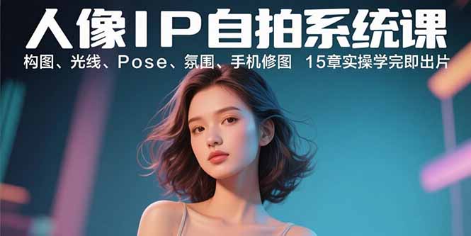 人像自拍全攻略 构图光影Pose氛围 手机修图15章速成大片-九零创业网