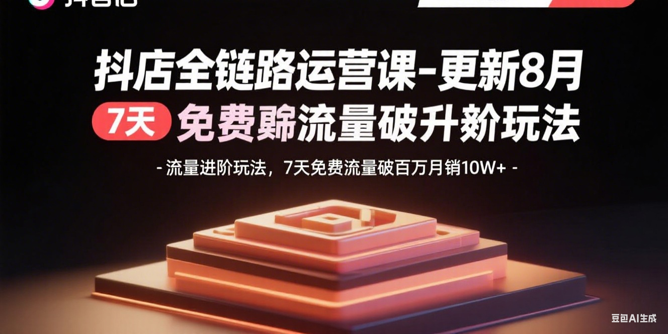 8月抖店流量秘籍 7日免费破百万 月销10万+速成攻略
