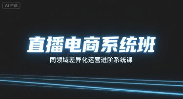 直播电商系统班 差异化运营进阶 打造独领风骚课程-九零创业网