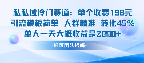 私域冷门赛道引流秘籍 精准人群 高转化 日赚可观-九零创业网