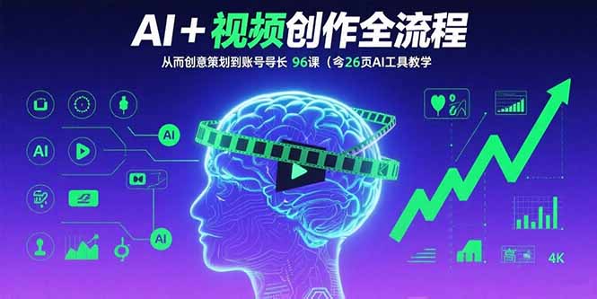 AI赋能短视频创作 96课全流程攻略 涨粉必备-九零创业网