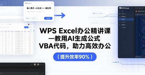 AI赋能WPS Excel 高效办公公式VBA速成课-九零创业网
