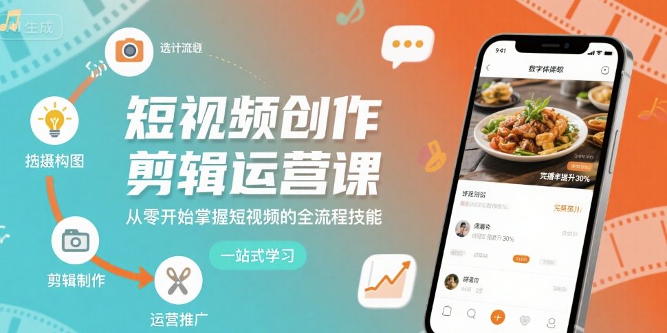 短视频剪辑运营全攻略 从零到精通 轻松驾驭-九零创业网