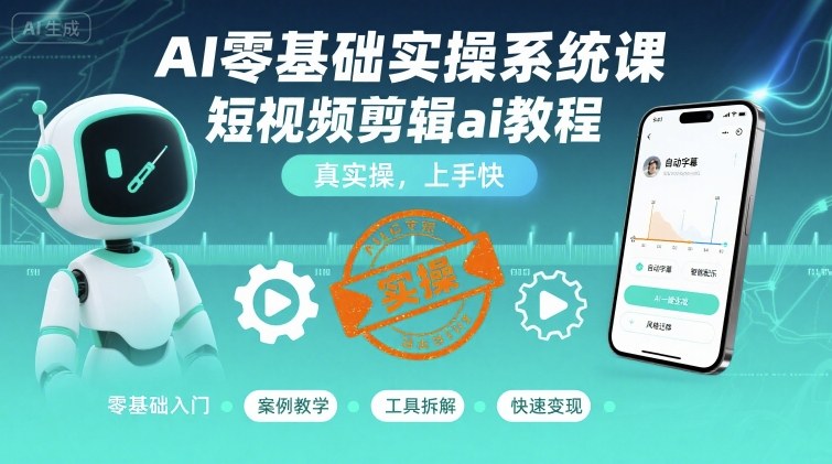 AI零基础实操短视频剪辑课 快速上手