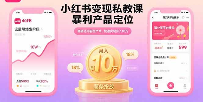 小红书私教课 高转化内容术 月入10万暴利秘籍-九零创业网