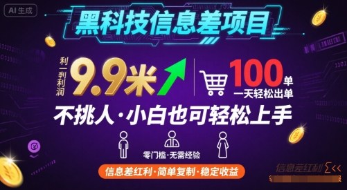日赚9.9万黑科技项目 小白轻松月入百万-九零创业网