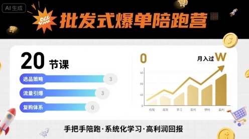 20课批发式爆单陪跑 轻松月入过W 开启财富之旅