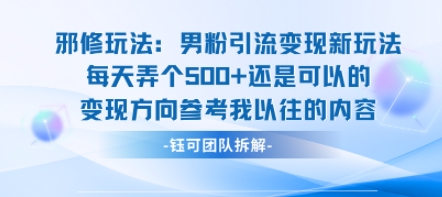 邪修玩法新攻略 男粉引流 日赚五图变现秘籍-九零创业网