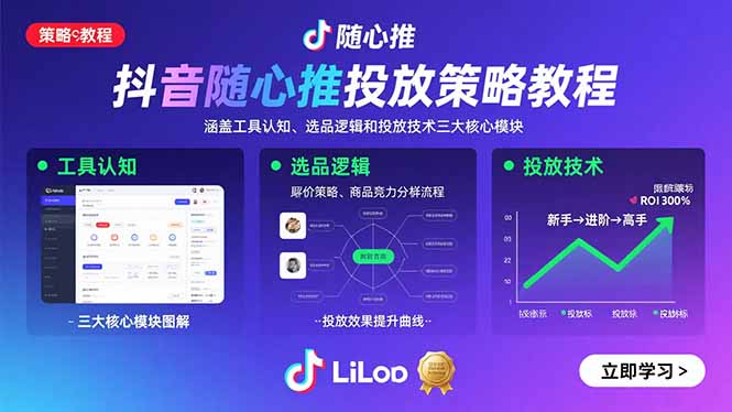 抖音随心推投放攻略 工具 选品 技术三合一