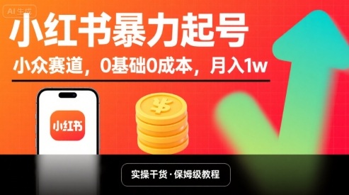 零成本小众赛道 小红书暴力起号 月入过万不是梦-九零创业网