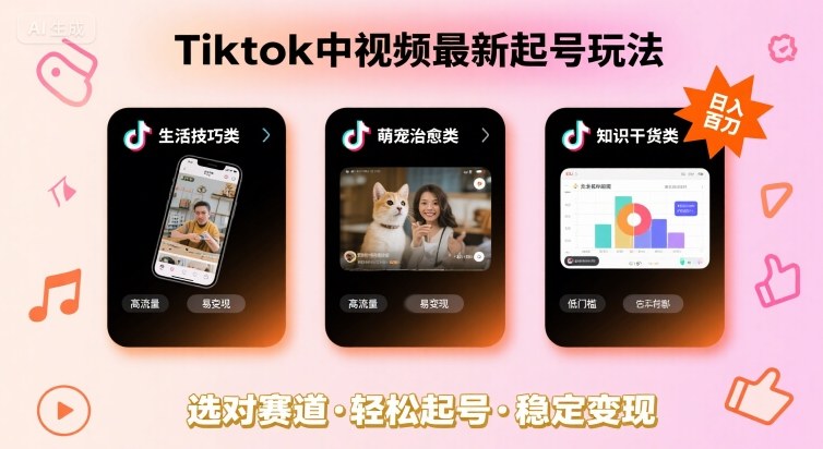 TikTok新起号攻略 聚焦热门赛道 日赚百刀轻松达-九零创业网