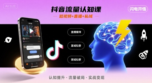 抖音流量速成 短视频+直播+私域 闪电开悟 认知飞跃-九零创业网