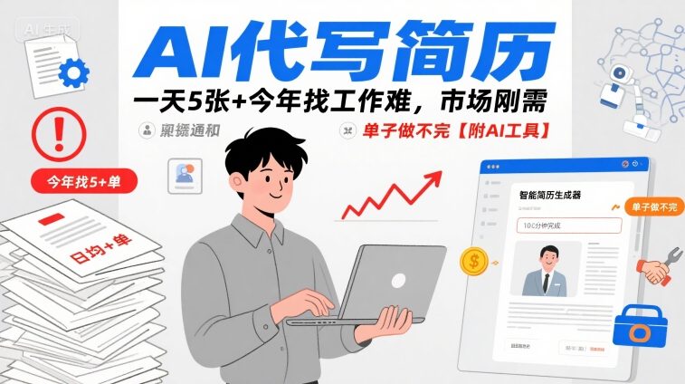 AI代写简历神器 一天5单 求职无忧 市场热抢