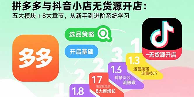 拼多多抖音无货源开店 新手进阶全攻略-九零创业网