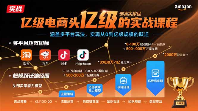 亿级电商巨头实战课 多平台攻略 亿级规模跃迁秘籍-九零创业网