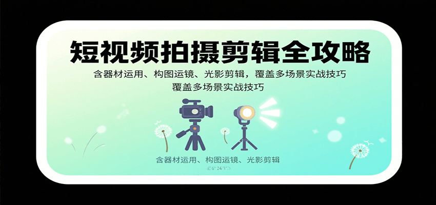 短视频拍摄剪辑实战全解析 器材 构图 光影技巧一网打尽-九零创业网