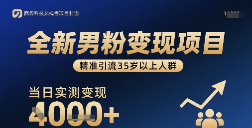 35+男粉精准引流 男粉变现新项目 日入过千-九零创业网