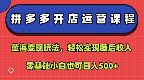 拼多多蓝海开店攻略 小白日入5单 睡后收入轻松赚-九零创业网