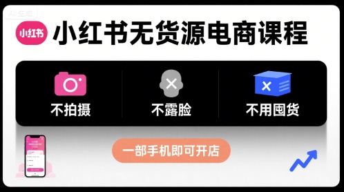 手机开店 无货源电商 小红书课程轻松起步