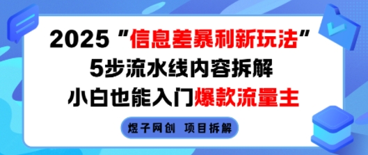 2025流量新风口 小白速成爆款 5步打造信息差暴利项目