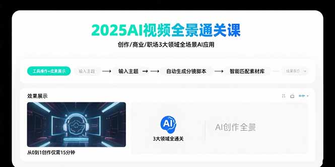 2025AI全景通关 创作 商业 职场三领域AI全应用精通课-九零创业网