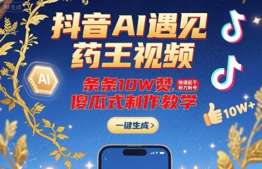 抖音AI药王爆红秘诀 傻瓜式教学 轻松千粉万粉-九零创业网