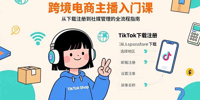跨境电商主播入门 TikTok注册 支付配置 社媒管理一步到位-九零创业网