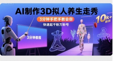 3分钟AI拟人走秀教程 轻松打造爆款养生号-九零创业网