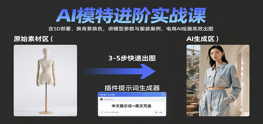 AI模特实战课 SD部署 背景换色 电商高效出图技巧-九零创业网
