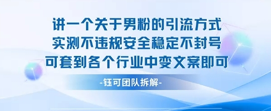 2025男粉引流攻略 安全稳定 跨行业文案通用-九零创业网