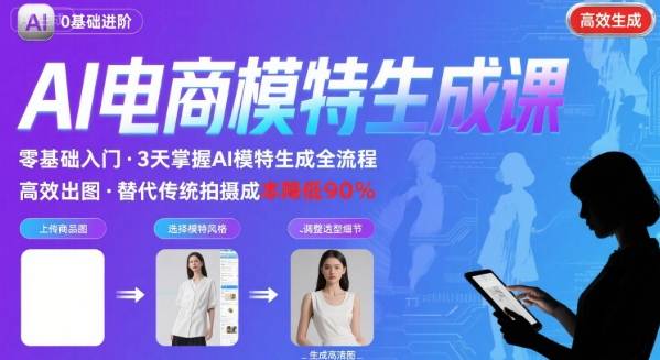 AI模特课程 零基础速成逼真电商形象-九零创业网
