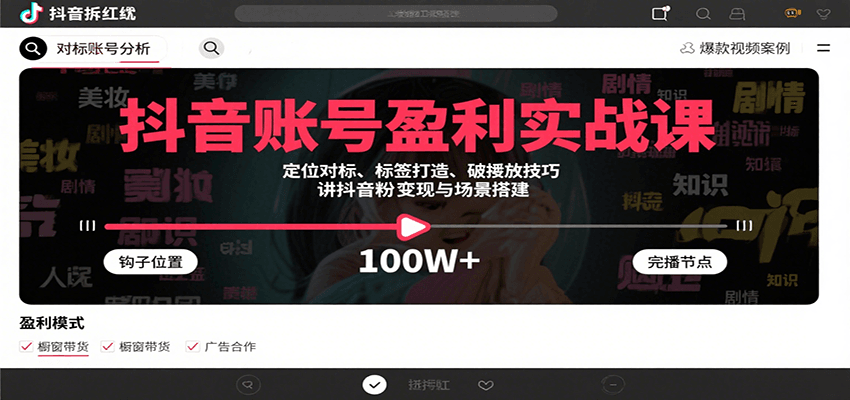 抖音账号盈利实战 对标定位 标签打造 涨粉变现攻略-九零创业网