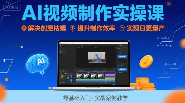 AI视频制作实操课 告别创意荒 高效量产变现-九零创业网