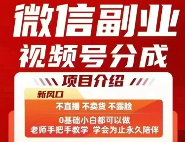 微信副业新玩法 视频号分成 无需直播 轻松日赚小几百-九零创业网