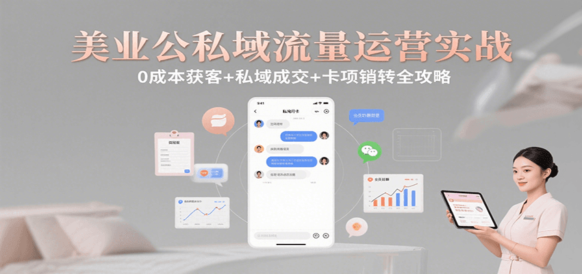 美业流量运营秘籍 零成本获客 私域成交 卡项销转攻略一网打尽-九零创业网