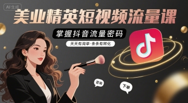 美业抖音流量课 解锁流量密码 日日爆单转化-九零创业网
