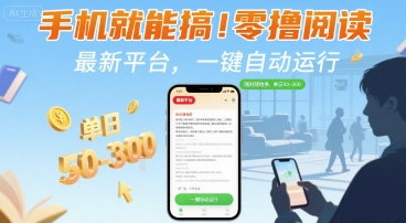 手机轻松赚 自动挂机阅读 日入50+ 揭秘新平台
