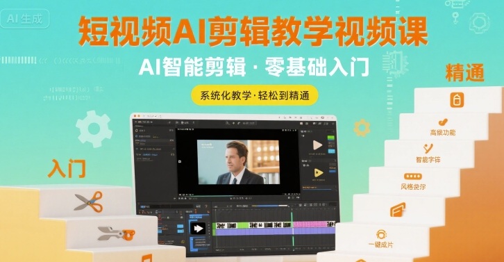 短视频AI剪辑从新手到大师 一课精通-九零创业网
