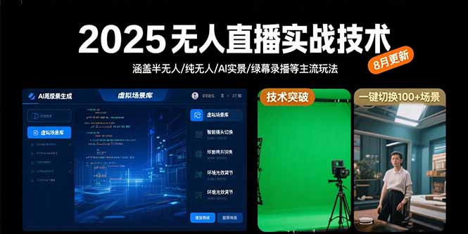 2025年8月 无人直播技术新风向 半/全AI场景演绎未来直播潮流-九零创业网