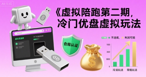 冷门优盘玩法 虚拟陪跑二期 合规高利揭秘-九零创业网