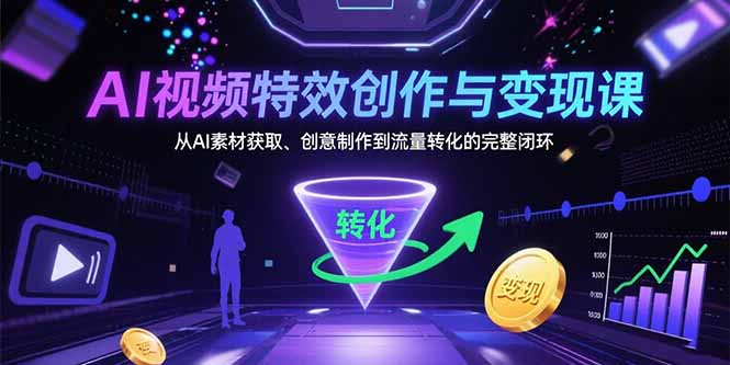 AI视频特效全链路变现课 素材创意到流量转化-九零创业网