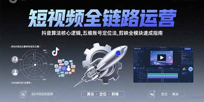 抖音全链路运营秘籍 算法逻辑+账号定位+剪映技巧速成-九零创业网