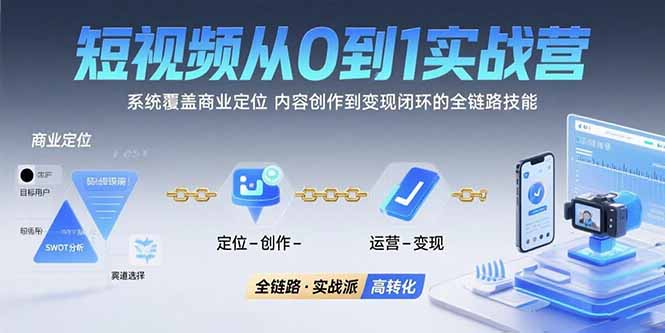 短视频全链路实战营 从零到一 商业变现秘籍-九零创业网