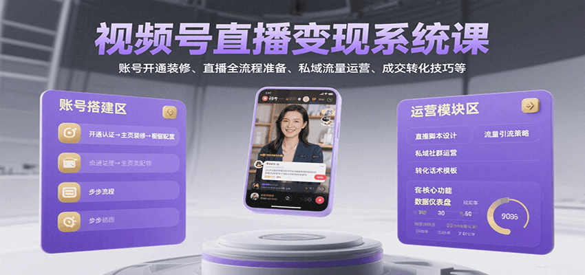 视频号直播变现全攻略 账号装修 直播准备 私域运营 成交技巧一网打尽-九零创业网
